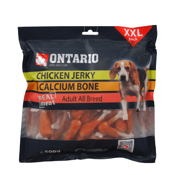 Ontario Dog Chicken Jerky & Calcium Bone 500g kārumi suņiem kauliņi ar  vistas gaļu un kalciju - Animu